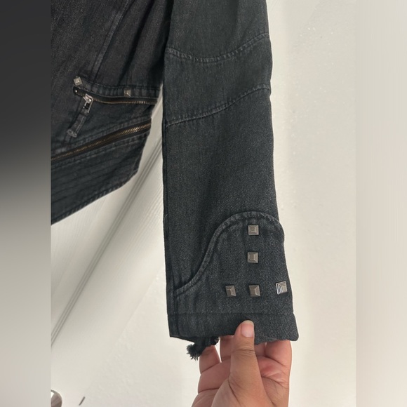 ChouYatou black denim studded jacket - Picture 3 of 7